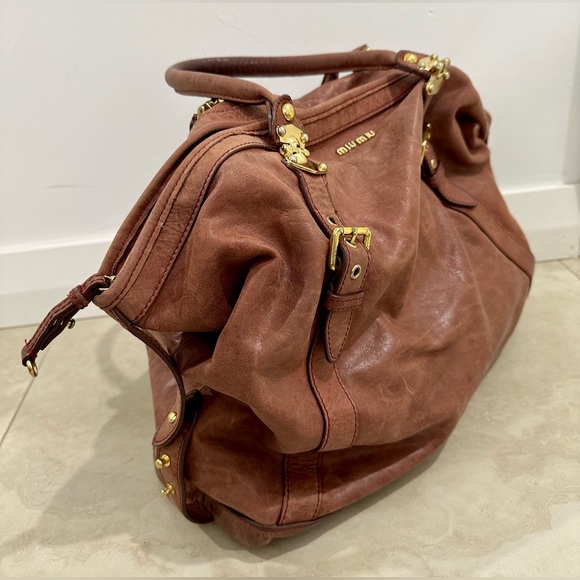 Miu Miu Large brown boho shoulder bag. Rare vintage, high quality leather - Picture 3 of 15